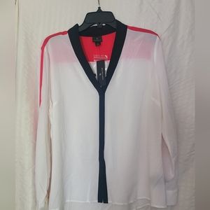 NWT Worthington Teaberry Color block blouse